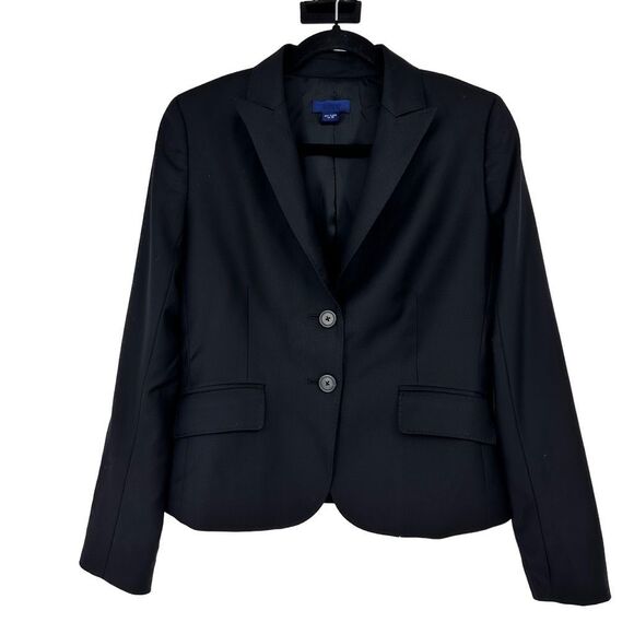 J. Crew Womens Blazer Wool Size 4 Super 120s Black Classic - Picture 1 of 9
